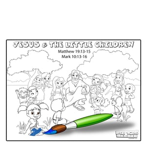 Jesus & the Little Children coloring page-2